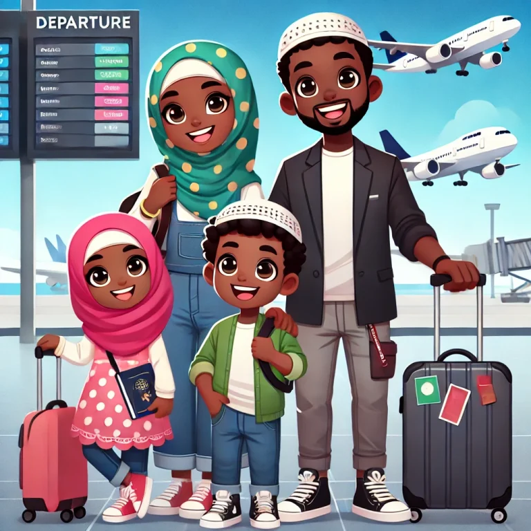 muslim family travelling